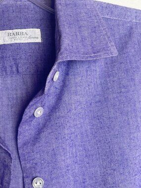 Barba Womens Purple Button-Up Shirt 100% Cotton Made In Italy